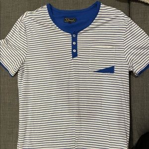 Mens 7 Diamonds blue striped t-shirt. Size Medium